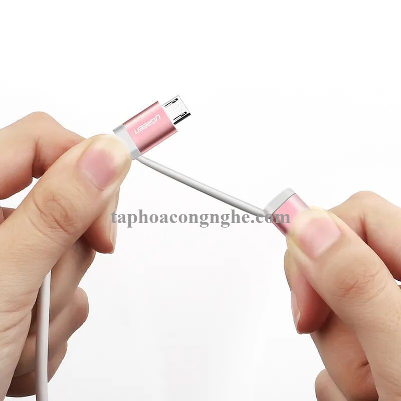 Ugreen 30542 0.5M màu Hồng Cáp USB-A sang Micro USB + USB-C cao cấp US177 30030542